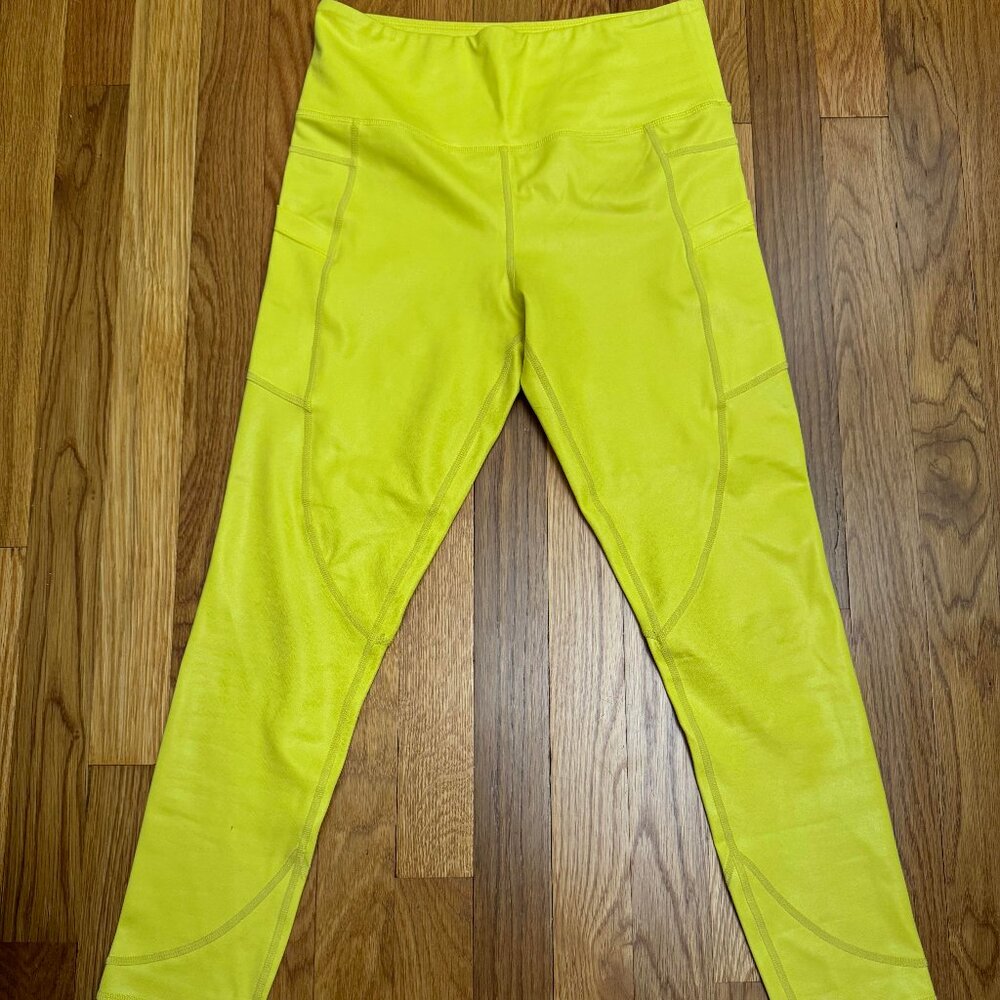 Zyia Yellow Metallic with Pockets Light n Tight Hi-rise 7/8 24"